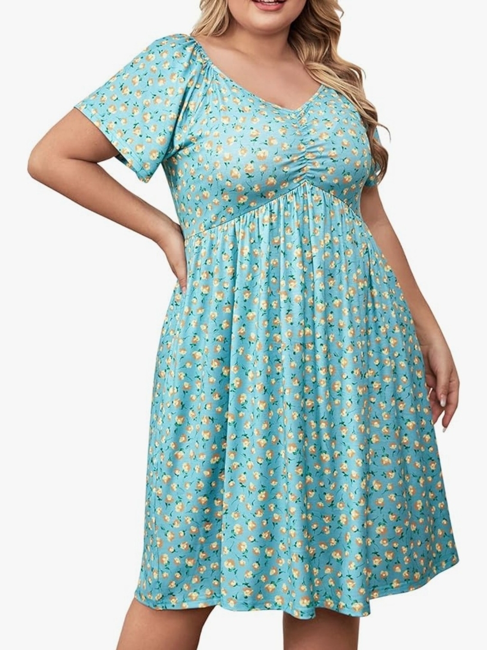 Nwt BEDOAR sz 20 Women's Plus Size V Neck Midi Dresses Casual Pleated Flowy Swin